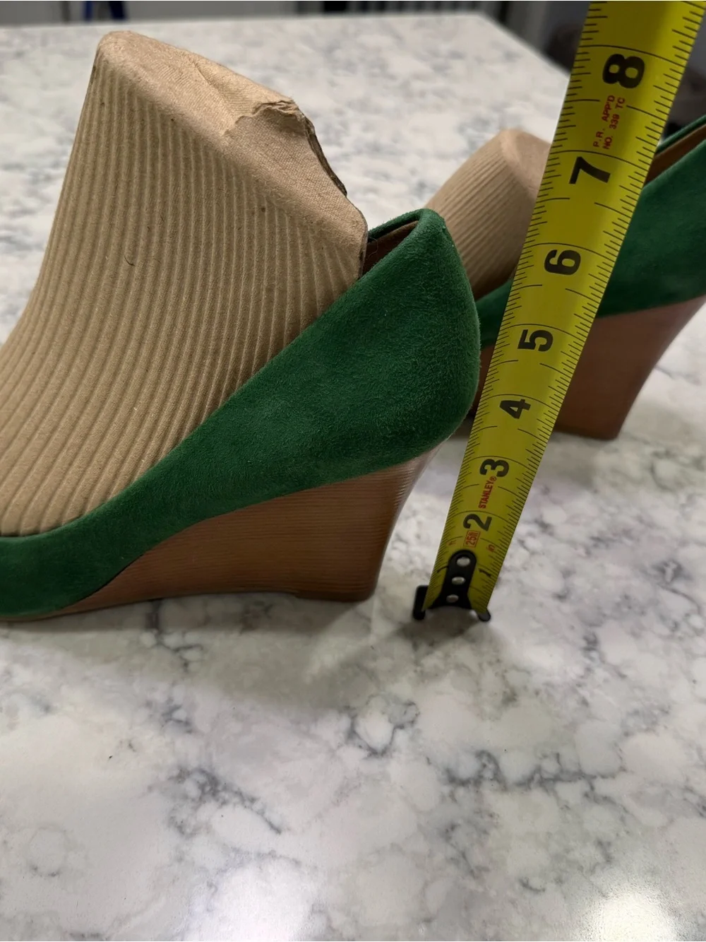 Talbots Emerald Green Peep-Toe Wedge Heels